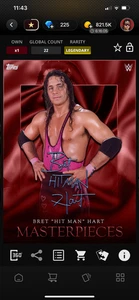 DIGITAL Topps WWE Slam Masterpieces 25 Bret Hit Man Hart Crimson Signature - Bild 1 von 2