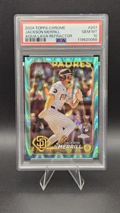 2024 Topps Chrome Jackson Merrill Rookie Aqua Lava Refractor PSA 10 GEM MT CB91 - Imagen 1 de 2