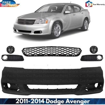 Front Bumper Cover Fascia & Fog Light Assembly Kit For 2011-2014 Dodge Avenger - Image 1 of 4