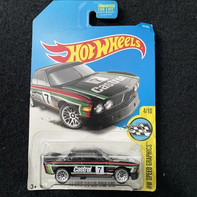 Coche de carreras BMW 3.0 CSL 73 Hot Wheels negro Castrol #7 Foto 1 de 4