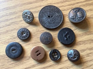 Vintage Metal Plastic Estate Buttons Bell FD Boy Scout Solide Good Year 1864 RWG - Picture 1 of 3