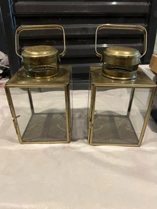 Vintage Style Small Gold Brushed Lanterns Home Decor Candle Holders Used - Picture 1 of 3