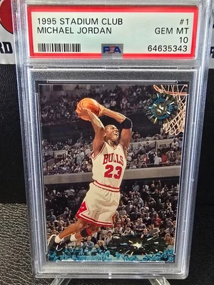 1995 Stadium Club MICHAEL JORDAN #1 PSA 10 GEM MINT - Image 1 of 2