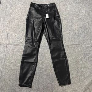 Express Faux Leather Pants Womens 0 Regular Curvy Skinny High Rise Black NWT - Picture 1 of 8
