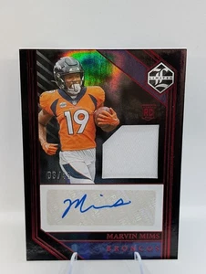 Panini Limited 2023 - Parche de novato autógrafos Marvin Mims - Ruby Spotlight/49 - Imagen 1 de 2