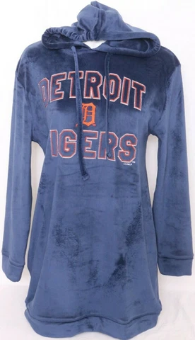NEW Detroit Tigers Concepts Sport Hooded LS Velour Nightgown Pajamas Woman's M Cover