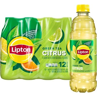 Té verde Lipton cítrico, botellas de 16,9 fl oz (paquete de 12) Foto 1 de 4