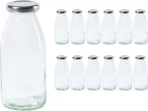 leere Glasflaschen Hans 250ml Schraubverschluss Silbe Milchflaschen Saftflaschen - Bild 1 von 1