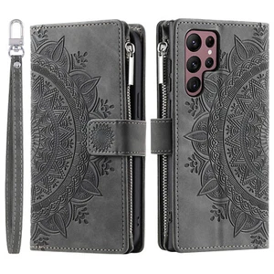 For Samsung S23 Ultra S22+ S21 S20 FE Note20 10 9 8 7 Zipper Leather Wallet Case - Picture 1 of 31