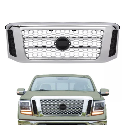 For Nissan Titan XD 17-19 Chrome Front Bumper Upper Grille Factory Style Grill - Image 1 of 4