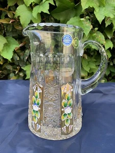 JARRA DE CRISTAL DE PLOMO 24% ENCAJE BOHEMIA QUEEN ORO 18K Y ESMALTE 50 OZ, 1,5 LITROS - Imagen 1 de 6