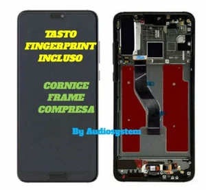 DISPLAY+TOUCH SCREEN+TASTO +FRAME CORNICE PER HUAWEI P20 PRO CLT-L29 NERO VETRO - Bild 1 von 1