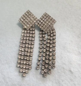 Unbranded Vintage Rhinestone 3.25 Inch Dangle Earrings For Pierced Ears - Picture 1 of 5