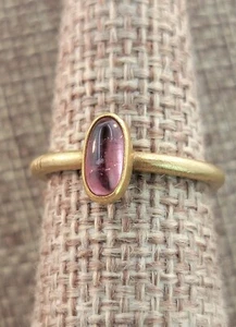 Lisa Ceccorulli 18k 22k Yellow Gold Pink Tourmaline Cabochon Stackable Ring - Picture 1 of 6