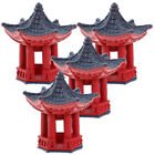 4 Mini Pagoda Garden Statues for Bonsai & Zen Garden