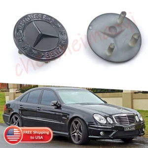 OEM MERCEDES BENZ W211 W221 E320 E350 S550 GLOSS BLACK FRONT GRILLE BADGE EMBLEM - Picture 1 of 8