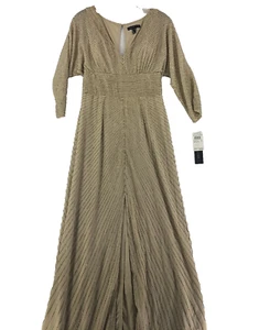 Vestido Aidan Mattox Mujer M Maxi Cuentas Doradas con Tren Formal Elegante Fiesta Boda - Imagen 1 de 24