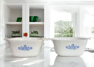 CorningWare P-1 3/4-B 1 3/4 qt Casserole Dish 2 Piece Set 1958–1962 Bakeware Vtg - Picture 1 of 12