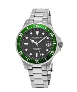 Stuhrling Aquadiver 664 39mm Diver Men's Watch Green Bezel 85% off MSRP:£‌520.00 - Picture 1 of 2