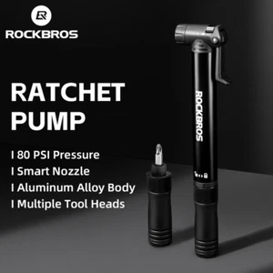 ROCKBROS Bike Tyre Pump Bicycle Hand Pump Air Inflator 80PSI Presta/Schrader - Picture 1 of 11