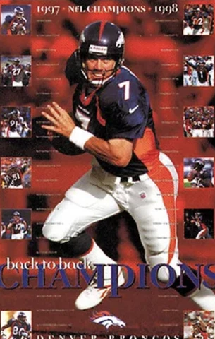 John Elway DENVER BRONCOS SUPER BOWL CHAMPS 32 33 Original 1999 NEW POSTER Cover