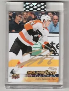 2019-20 Buybacks Young Guns UD Canvas Travis Sanheim Philadelphia Flyers 10/25 - Foto 1 di 2