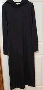 BAIXIRIDA KNIT WOMEN'S SZ M ANKLE LENGTH HOODIE DRESS BLACK HIP POCKETS - Picture 1 of 14