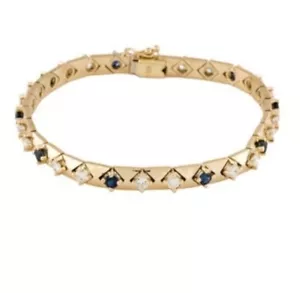 Vintage 18k Diamond Sapphire Bracelet - Picture 1 of 3