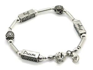 Pulsera de eslabones inspiradora Silpada de plata de ley 925 Hope Joy Dream B1913 - Imagen 1 de 8