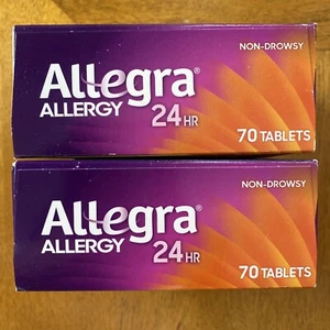 2x Allegra 24-HR Allergy Relief Antihistamine Non-Drowsy 70 Tablets Exp 11/2025+ - Picture 1 of 4