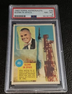 PSA 8 1963 Topps Astronauts 3D Back #45 John Glenn Rookie Card In Space NASA 60s - Picture 1 of 2
