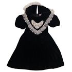 dorissa international nicole dress black velvet beaded Doily bib dress