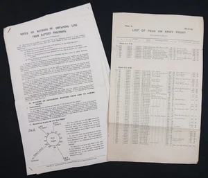 RARE WW1 "OBTAINING LINE" ARTILLERY AIMING DOCUMENT + LIST of "BEARING PICKETS" - Imagen 1 de 19