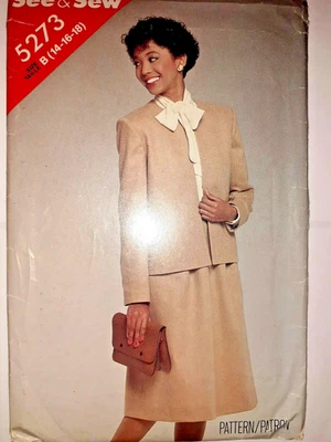 Butterick See & Sew 5273 Blazer Jacket Skirt Sewing Pattern Ladies 14 16 18 UC - Image 1 of 4