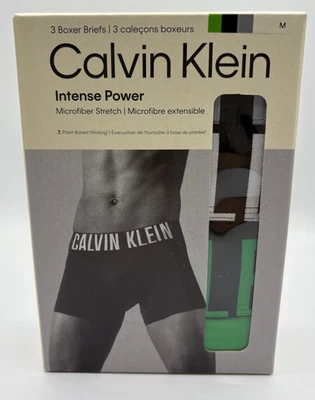 Calzoncillo boxer Calvin Klein Intense Power para hombre talla mediana paquete de 3 NUEVO negro/gris/verde Foto 1 de 4