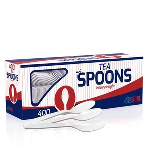 400 Pack Extra Heavyweight Disposable White Plastic Tea Spoons- Heavy Duty Wh... - Picture 1 of 5
