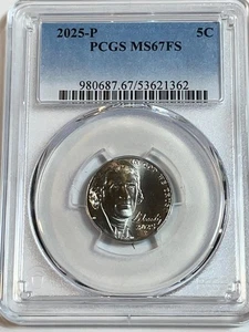 2025 P PCGS MS67FS JEFFERSON NICKEL - Picture 1 of 2