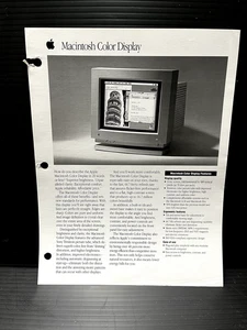 Apple Macintosh Color Display 1992 Rare Product Line Card Catalog Guide Vintage - Picture 1 of 2