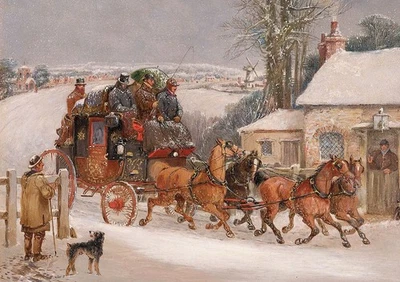 Mail Coach Horse Christmas Cards Pack of 10 by H Alken (Circa 1840) C739x