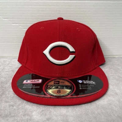 Бейсболка на резинке Cincinnati Reds New Era размер 8 красная MLB подлинная полевая кепка - Изображение 1 из 4