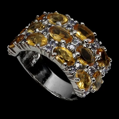 925 Sterling Silver Ring Oval Citrine Tanzanite Natural Gemstone Jewelry Size 8. - Image 1 of 4