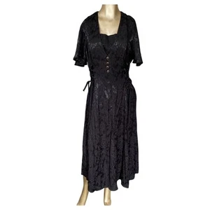 Betsy Lawrence Vintage Women 9/10 Black Side Tie Dress 90's Whimsy Goth - Picture 1 of 9