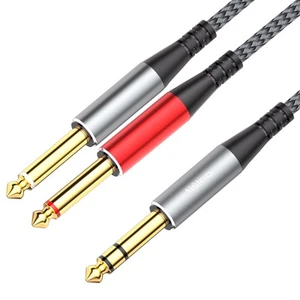 1/4 inch TRS Stereo Splitter Y Cable, 1/4 inch TRS Stereo to Dual 1/4 inch TS... - Picture 1 of 7