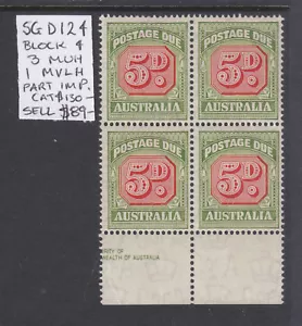 POSTAGE DUES AUSTRALIA: 5d SG D124 MUH X 3 MH X 1 PART IMPRINT BLOCK OF 4 - Bild 1 von 1