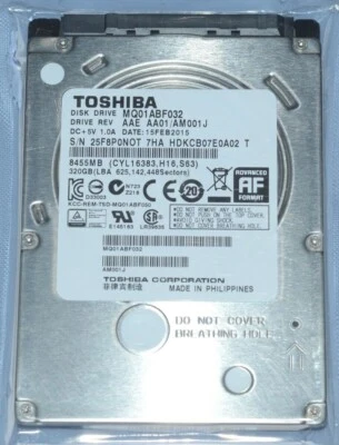 Toshiba 2.5" 7mm 320GB MQ01ABF032 SATA Notebook Laptop Hard Drive - Image 1 of 4