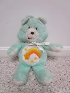 Vintage Care Bear Plush Wish Bear with Ribbon Handmade Homemade Stuffy 17" - Picture 1 of 6