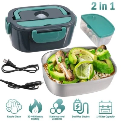 1.5L Electric Heating Lunch Box Portable for Car Office Food Warmer Container US - Image 1 of 4
