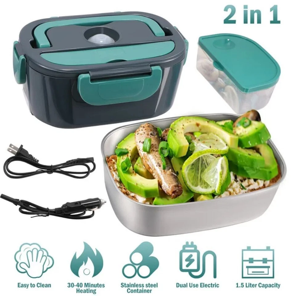 1.5L Electric Heating Lunch Box Portable for Car Office Food Warmer Container US - Image 1 of 4