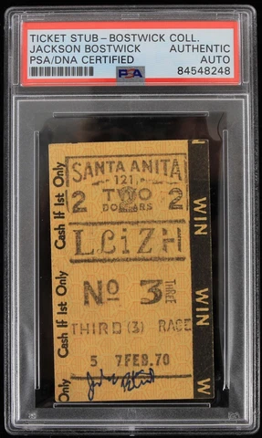 1975 Captain Marvel Jackson Bostwick Signed Ticket Stub (PSA/DNA Slabbed) Cover
