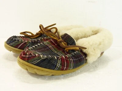 Mujer L.L. Zapatillas mocasín a cuadros forradas de piel de oveja Bean Wicked Good marrón 8M Foto 1 de 4